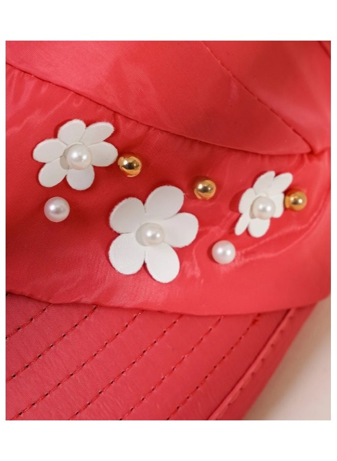 Alexvyan Alexvyan Light Red/Watermelon Sun Visor Hats for Women UV Protection Wide Brim Summer Cap for Girls Hat UV Protection Breathable Casual Beach Hat, Sun Protection Cap for Women  - Image 4