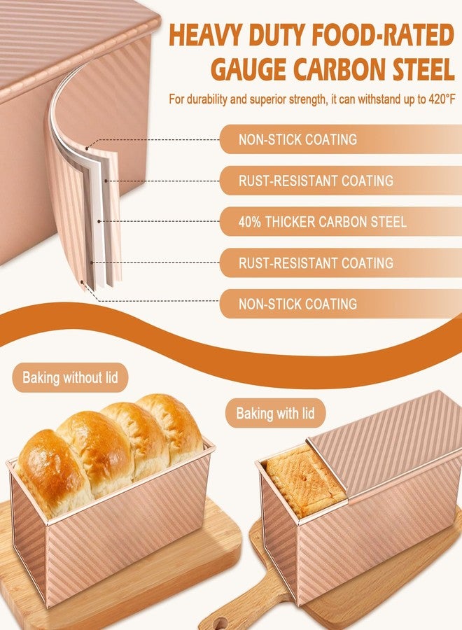Dipanist Loaf Pan, Non-Stick Bread Pan with Lid Carbon Steel Bread Toast Box Mold with Cover for Bakeware Bread Easy to Use - Image 4