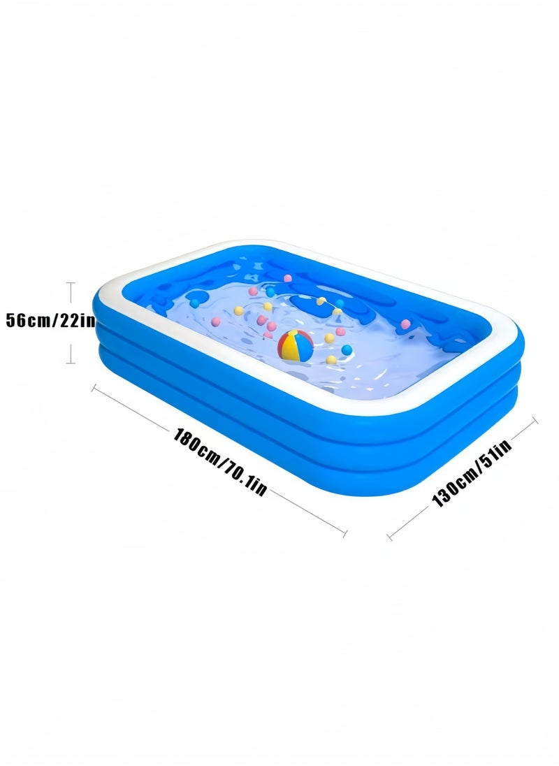 GGEROU Inflatable Swimming Pool,Kiddie Pools,Oversized Thickened Family Pool,Inflation Pool for Summer Water Party, 180*130*56cm  - Image 2