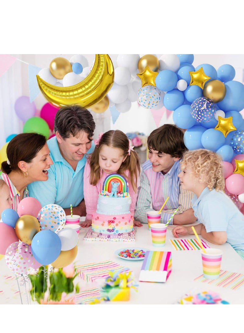 KASTWAVE Gender Reveal Theme Balloon Kit, 126 Pieces Pink and Blue Balloon Garland Arch Party Balloon Kit Gold Foil Moon and Star Latex Balloons Birthday Wedding Decoration Supplies - Image 2