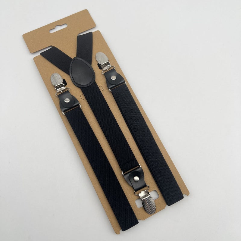 2.5cm Unisex Elastic Suspenders Adjustable Y-Back Black 