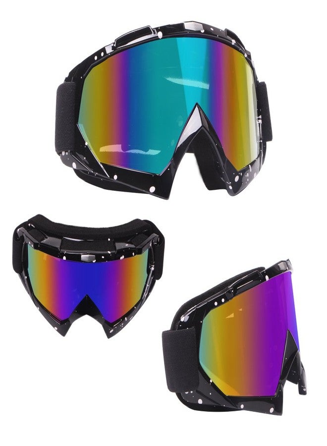 4-FQ PU Resin Windproof Dustproof Scratch Resistant Motorcycle Protective Safety Goggles (Color Lens Marble Black Frame) - Image 5