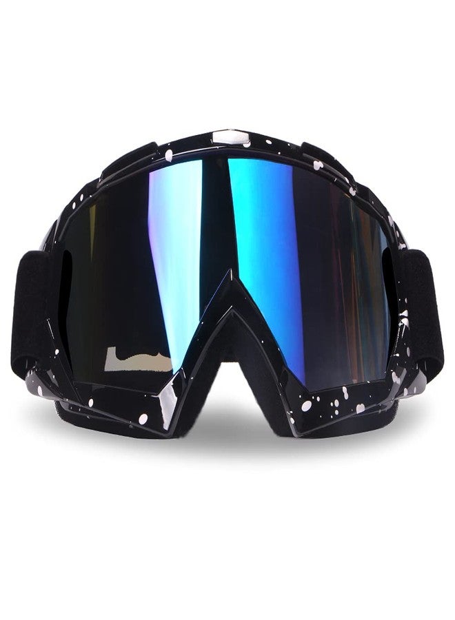 4-FQ PU Resin Windproof Dustproof Scratch Resistant Motorcycle Protective Safety Goggles (Color Lens Marble Black Frame) - Image 1