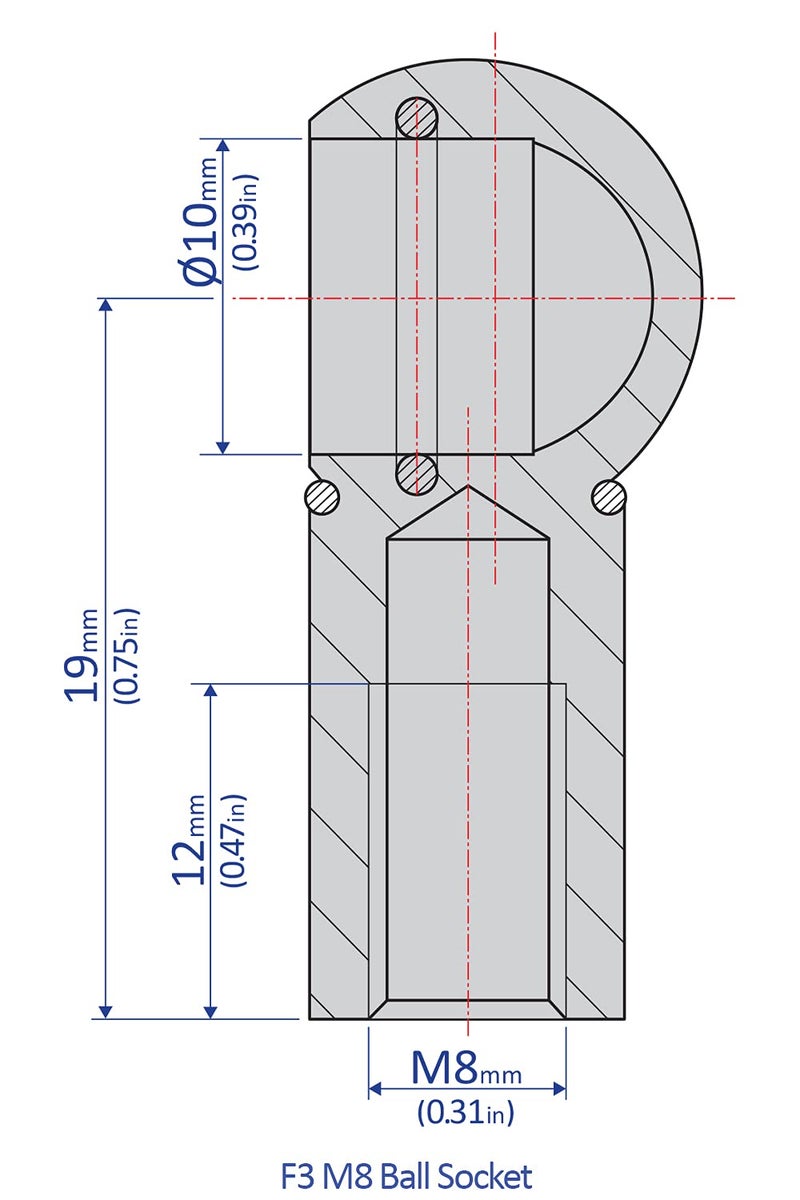 Bansbach - 537 Easylift F3, M8 Zinc Plated Steel Ball Socket - Image 2