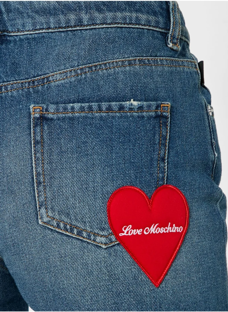 Love Moschino High Waist Denim Shorts