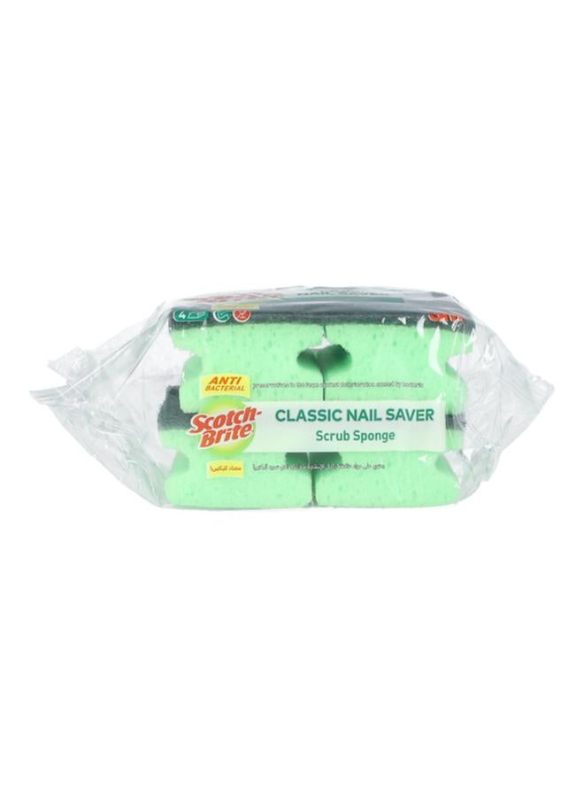 Scotch Brite 4-Piece Heavy Duty Anti Bacterial Classic Nail Saver Scrub Sponge Green UU012148977 - Image 2