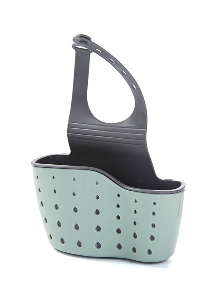 Perfii Soap Sponge Drain Rack Holder for the Kitchen Sink Suction Cup Kitchen Organisers with Double Decker Hanging Baskets and Wash Basin Accessories  - Image 1