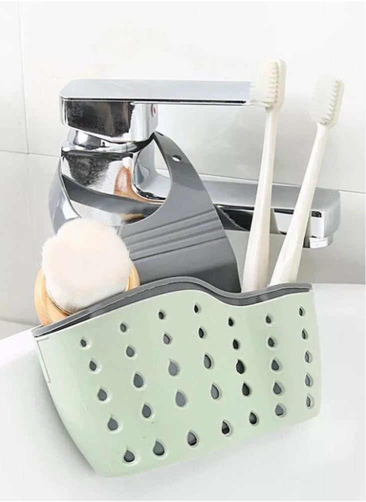 Perfii Soap Sponge Drain Rack Holder for the Kitchen Sink Suction Cup Kitchen Organisers with Double Decker Hanging Baskets and Wash Basin Accessories  - Image 3