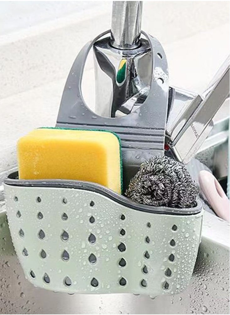 Perfii Soap Sponge Drain Rack Holder for the Kitchen Sink Suction Cup Kitchen Organisers with Double Decker Hanging Baskets and Wash Basin Accessories  - Image 5