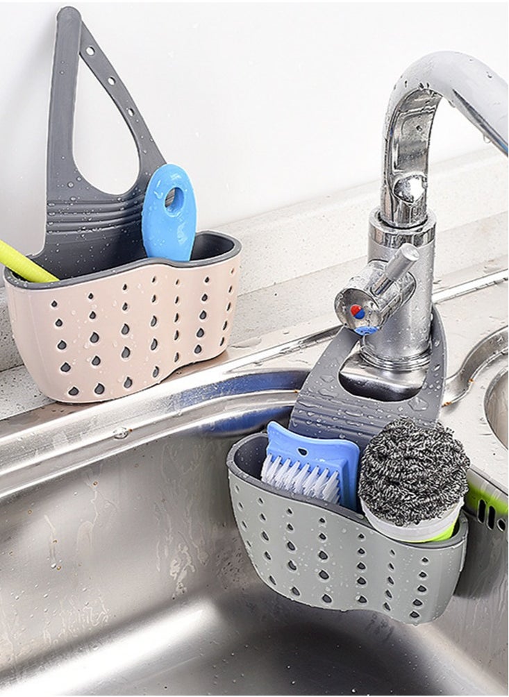 Perfii Soap Sponge Drain Rack Holder for the Kitchen Sink Suction Cup Kitchen Organisers with Double Decker Hanging Baskets and Wash Basin Accessories  - Image 4