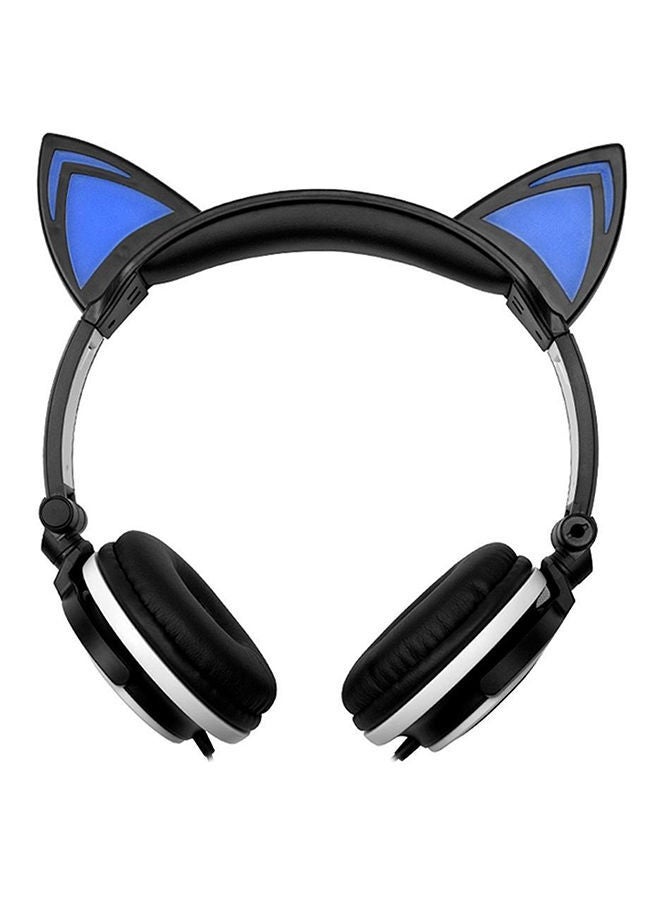 NIBEMINENT LED Light Cat On-Ear Headphones Black/Blue