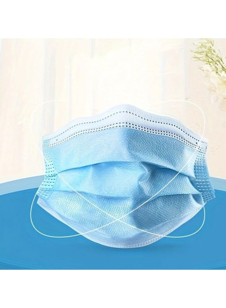 YASHFEEN 100-Piece Disposable Medical 3-Layer High Quality Earloop Face Masks Set - Blue(2 Pack)  - Image 1