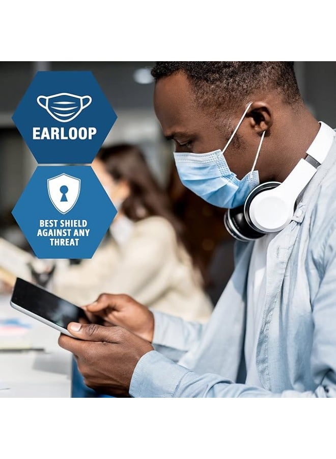 YASHFEEN 100-Piece Disposable Medical 3-Layer High Quality Earloop Face Masks Set - Blue(2 Pack)  - Image 5