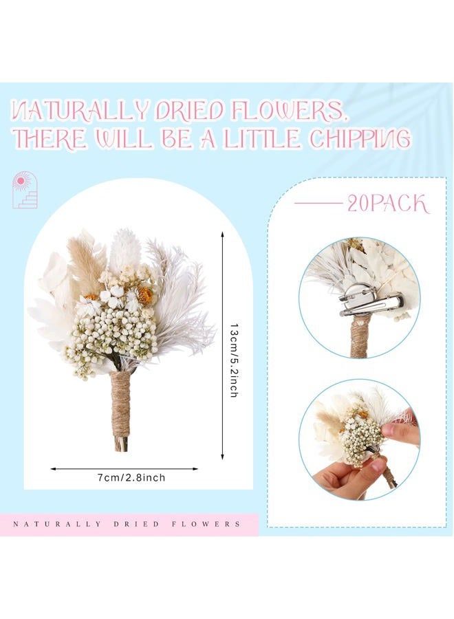 Fabbay 9 Pcs Wedding Dried Flowers Boutonniere for Men Boho Wedding Party Prom Corsage Boho Wedding Decorations Wedding Grooms Buttonhole for Groom and Groomsmen Ceremony Decoration (Cute Style) - Image 2