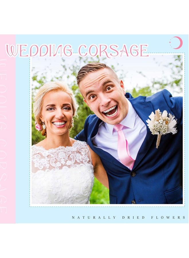 Fabbay 9 Pcs Wedding Dried Flowers Boutonniere for Men Boho Wedding Party Prom Corsage Boho Wedding Decorations Wedding Grooms Buttonhole for Groom and Groomsmen Ceremony Decoration (Cute Style) - Image 5