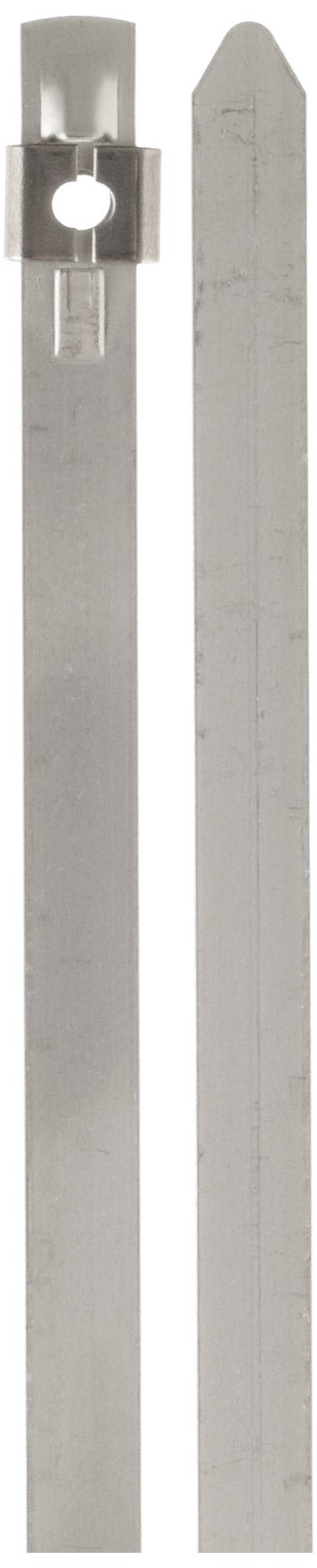رباط كابل BAND-IT AS2129 Tie-Lok من الفولاذ المقاوم للصدأ 304، عرض 1/4"، طول 16.5"، قطر أقصى 4"، 100 في الكيس
