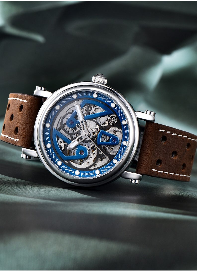 BENYAR - Men's Automatic Watches 40mm Skeleton Stainless Steel Fashion Wrist Watch for Men Leather Watchband - Image 1