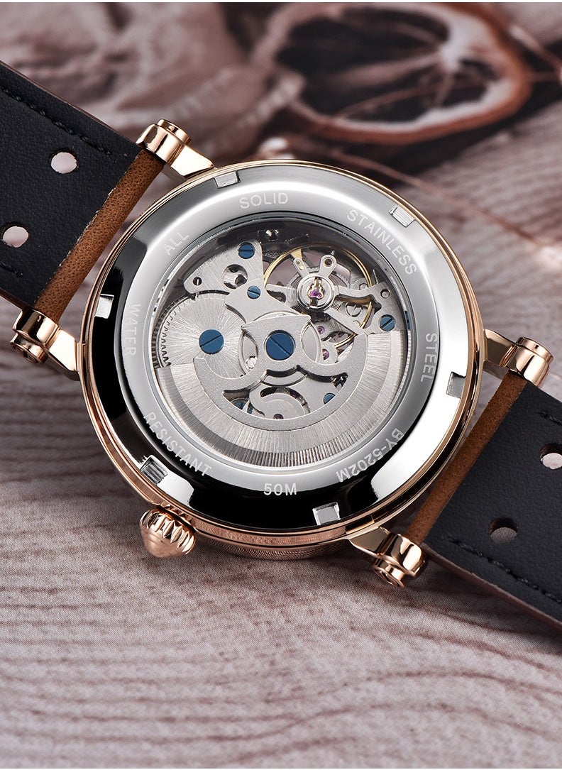 BENYAR - Men's Automatic Watches 40mm Skeleton Stainless Steel Fashion Wrist Watch for Men Leather Watchband - Image 1