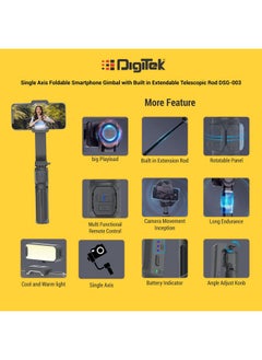 Digitek Digitek DSG 003 Single Axis Foldable Smartphone Gimbal with Built in Extendable Telescopic Rod  - Image 3
