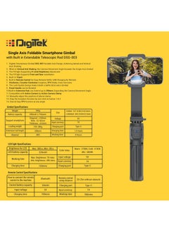 Digitek Digitek DSG 003 Single Axis Foldable Smartphone Gimbal with Built in Extendable Telescopic Rod  - Image 4