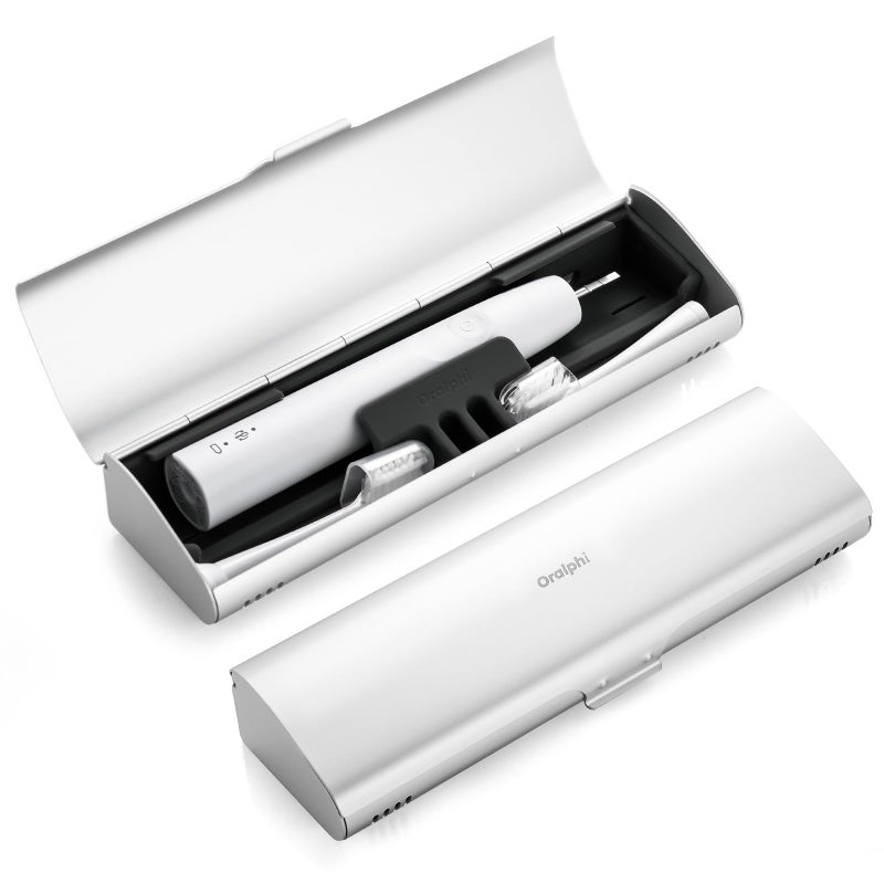 Oralphi Aluminum Electric Toothbrush Travel Case, 2 in 1 Travel Toothbrush Holder for Oral B/Oral-B Pro 1000 1500 5000 7000 and Most Electric Toothbrush for Traveling, Removable Silicone Liner-Silver - Image 1