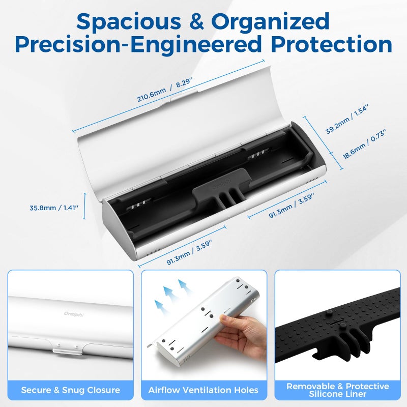 Oralphi Aluminum Electric Toothbrush Travel Case, 2 in 1 Travel Toothbrush Holder for Oral B/Oral-B Pro 1000 1500 5000 7000 and Most Electric Toothbrush for Traveling, Removable Silicone Liner-Silver - Image 5