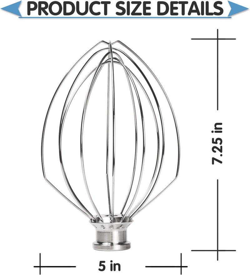 Moloudan K5AWW Stainless Steel Replacement Wire Whip for KitchenAid 5 Quart Lift-Bowl Mixer, 6-Wire Whip Attachment, Heavy Duty, Dishwasher Safe - Image 3