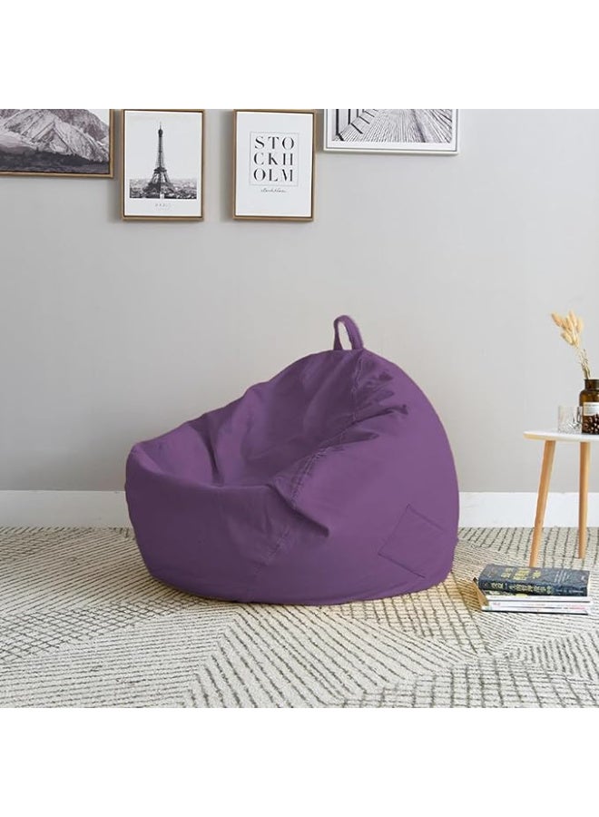 Harmony Home كرسي حبوب هارموني هوم الكلاسيكي | كيس حبوب دائري من قماش الكتان مع حبيبات بوليسترين | مقعد ناعم، متين وخفيف الوزن للمنزل، الصالة، غرفة النوم وغرفة المعيشة (حجم XL، بنفسجي) - Image 2