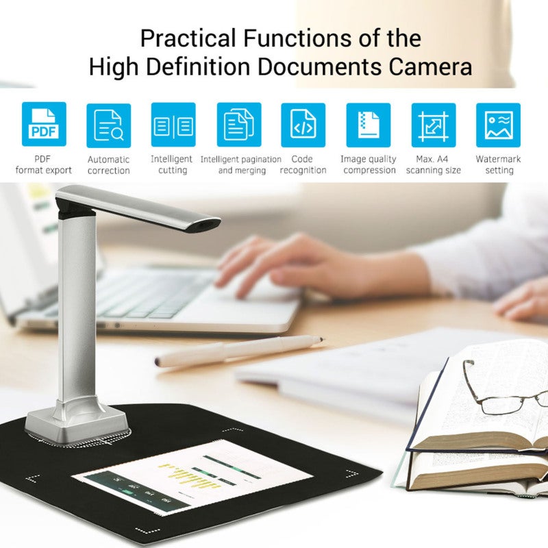 Portable Document Scanner: 5 Megapixel HD Camera With Automatic Correction, Intelligent Cutting - Code Recognition, PDF Export for Office, Classroom, Library, Bank, Hospital - Image 2