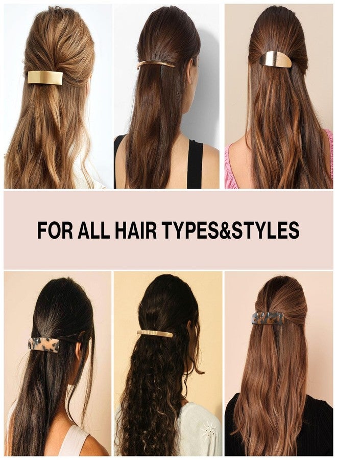Ayesha 6pcs Women Gold Hair Clips Metal Flat Hair Clips Tortoise Retro Gold Hair Barrettes French Clip Barrettes for Women Lady - Image 2