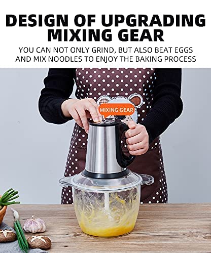 VBM Food Chopper Electric Food Processer Meat Grinder Glass Bowl Blender For Lean Meat Chicken Vegetables Fruits Nuts Fast and Slow 3 Speeds 2L250W - Image 4