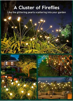 Joshberg 2 Pack Solar Firefly Lights,Solar Lights Outdoor Waterproof,8 LED Solar Garden Lights for Garden Path Decoration (Warm White)  - Image 3