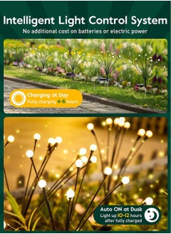Joshberg 2 Pack Solar Firefly Lights,Solar Lights Outdoor Waterproof,8 LED Solar Garden Lights for Garden Path Decoration (Warm White)  - Image 4