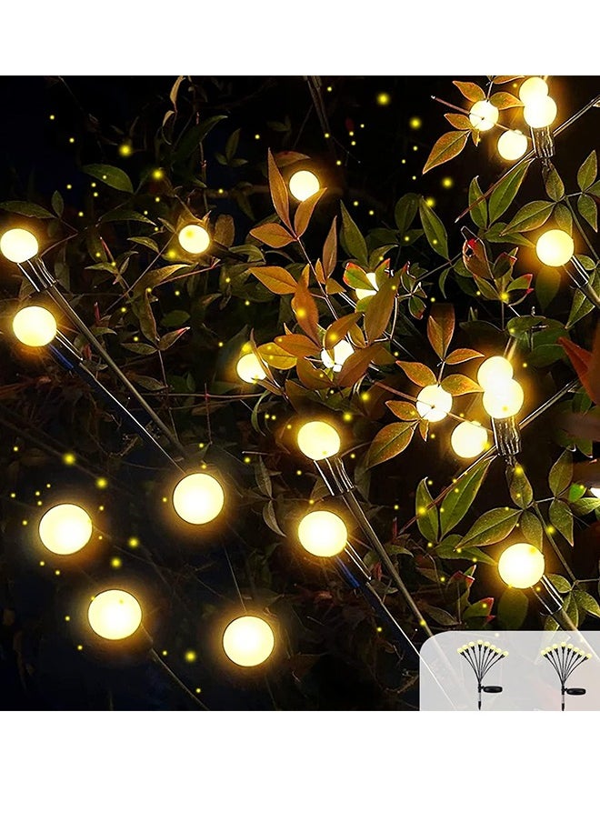Joshberg 2 Pack Solar Firefly Lights,Solar Lights Outdoor Waterproof,8 LED Solar Garden Lights for Garden Path Decoration (Warm White)  - Image 2