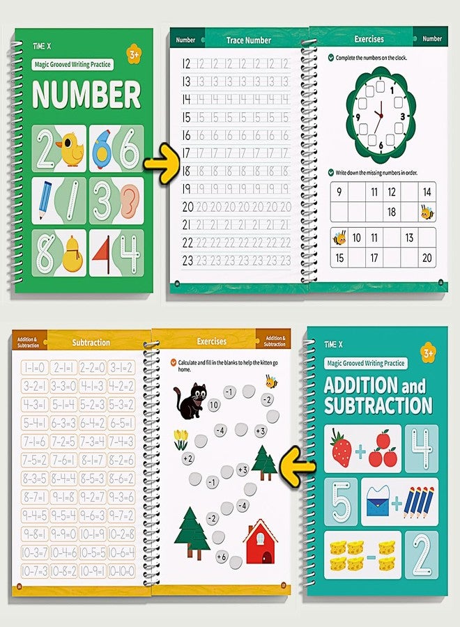 Timetome TIME X Magic Grooved Writing Practice Books, Reusable 3D Groove Handwriting Practice Workbooks for Kids Ages 3-8, Large Preschool Writing Books with Disappearing Ink for Kids 5-7 (Practice 6-Books) - Image 5
