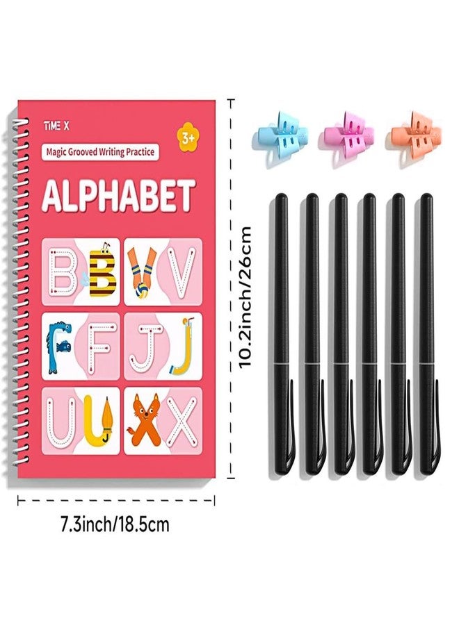 Timetome TIME X Magic Grooved Writing Practice Books, Reusable 3D Groove Handwriting Practice Workbooks for Kids Ages 3-8, Large Preschool Writing Books with Disappearing Ink for Kids 5-7 (Practice 6-Books) - Image 2