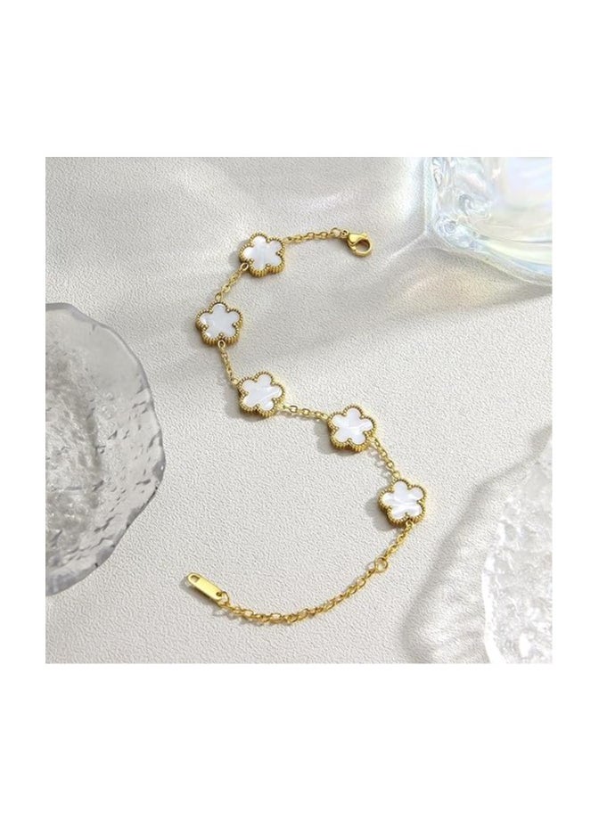 Fayrouz Jewellery - Stackable Gold Clover Bracelets for Women - 2 Pieces Stainless Steel 18K Gold Plated Friendship Love Cubic Zirconia Bracelets - Image 1