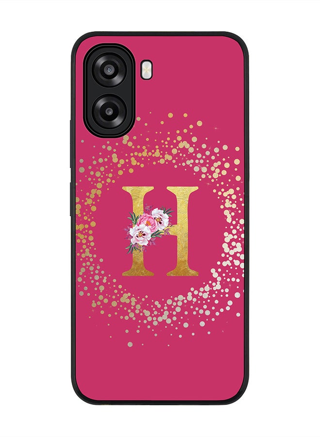 Stylizedd For Oppo A6x 5G / A6x 4G Case,Slim fit Camera Protection, Shockproof Thin Phone cover  - Custom Monogram Floral - H ( Deep Pink ) - Image 1