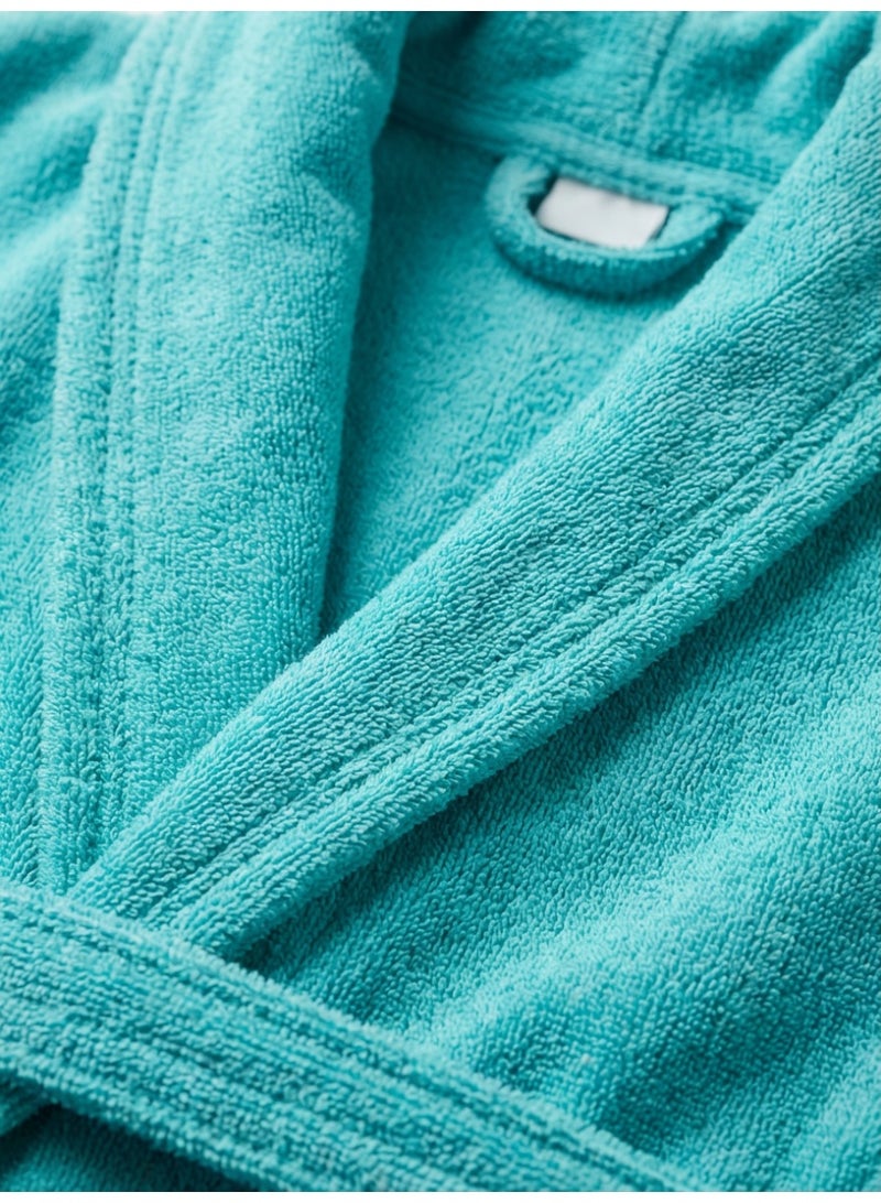Ambrosia 100% Cotton XXL Aqua Unisex Terry Bathrobe Luxor for Shower and Spa Highly Absorbent Plush Loungewear with Waist Belt and Front Pockets Quick Drying - Image 2