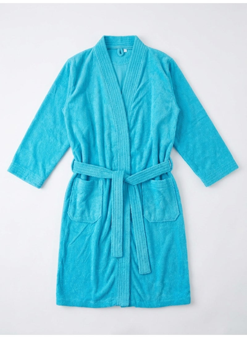 Ambrosia 100% Cotton XXL Aqua Unisex Terry Bathrobe Luxor for Shower and Spa Highly Absorbent Plush Loungewear with Waist Belt and Front Pockets Quick Drying - Image 1