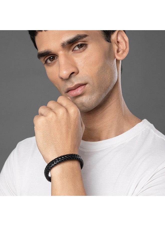 Salty سوار جلد أفروما الأسود المضاد للتأكسد للرجال | أساور يد للأولاد | أساور معصم للرجال | إكسسوارات مجوهرات عصرية | مجوهرات أنيقة بسيطة - Image 3