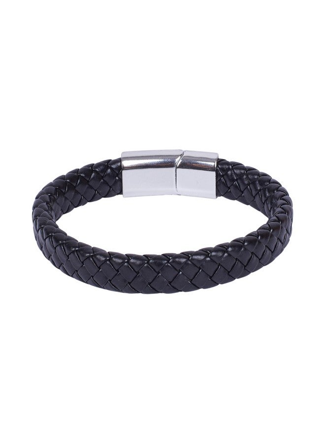 Salty سوار جلد أفروما الأسود المضاد للتأكسد للرجال | أساور يد للأولاد | أساور معصم للرجال | إكسسوارات مجوهرات عصرية | مجوهرات أنيقة بسيطة - Image 1