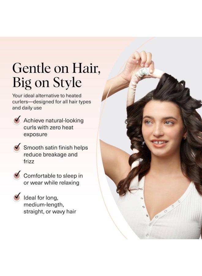 Satin Heatless Curlers Set – Heatless Curls Overnight with 34" Hair Curler & 2 Satin Scrunchies – Comfortable Hair Curlers to Sleep in for Frizz-Free, No Heat Damage Styling - Sunset Tie Dye - Image 5