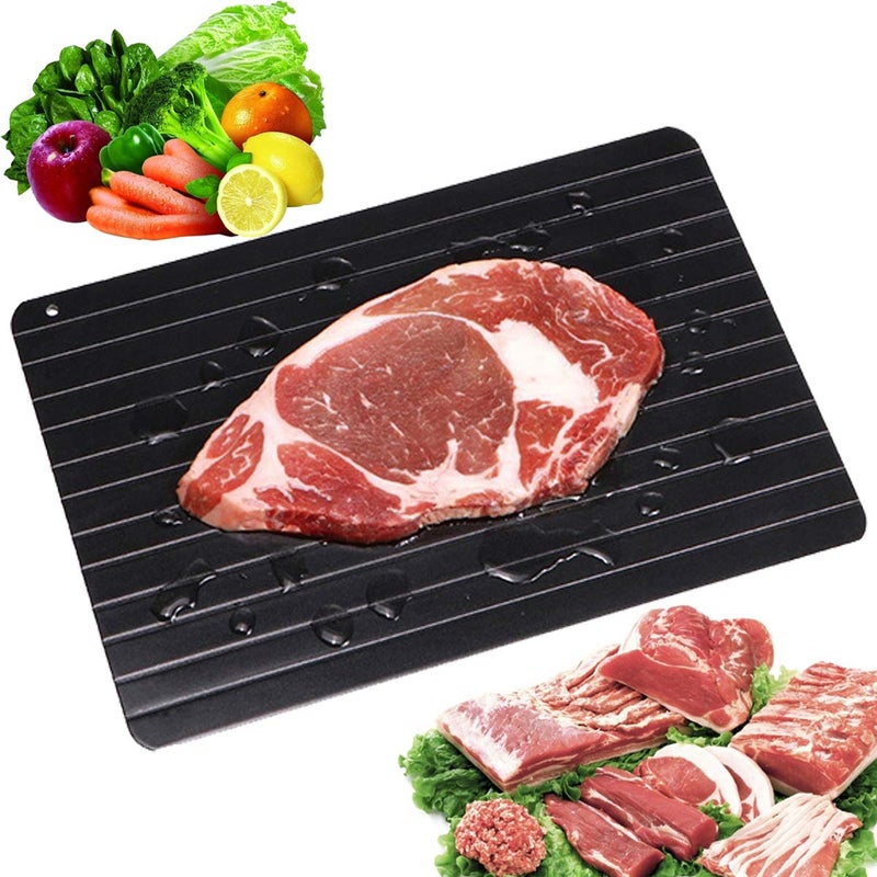 Haploon Rapid Defrosting Tray High Density Aluminum Thawing Tray for Defrosting Frozen FoodFast Thawing Plate for Defrost Meat Pork Beef Fish Frozen Foods Without A Microwave or Hot Water