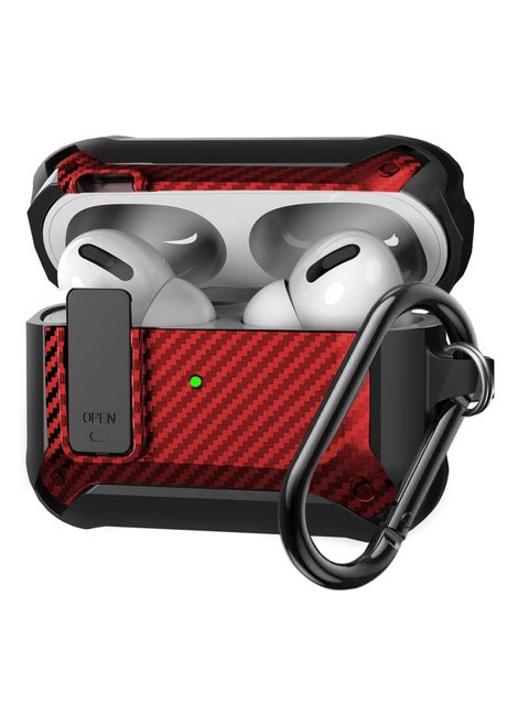 Airpods 3 Case Cover for Women Men, PC Material with Secure Lock Rugged Cover for Airpods 3rd Generation 2021 Case Front LED Visible Red