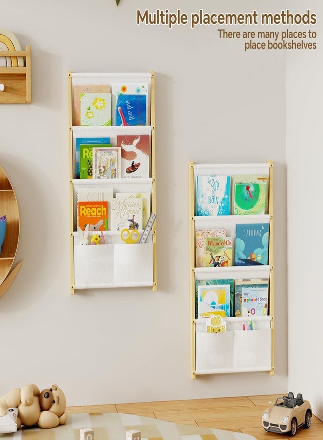 BPMFDTNL Wood 4-Tier Wall Mounted Kids Bookshelf – Floating Book Shelf For Kids Rooms,Nursery & Classroom, Hanging Bookcase Organizer For Books, Toddler Book Shelf, Montessori Bookshelf, Nursery Shelves - Image 4