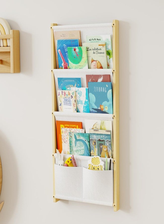 BPMFDTNL Wood 4-Tier Wall Mounted Kids Bookshelf – Floating Book Shelf For Kids Rooms,Nursery & Classroom, Hanging Bookcase Organizer For Books, Toddler Book Shelf, Montessori Bookshelf, Nursery Shelves - Image 1