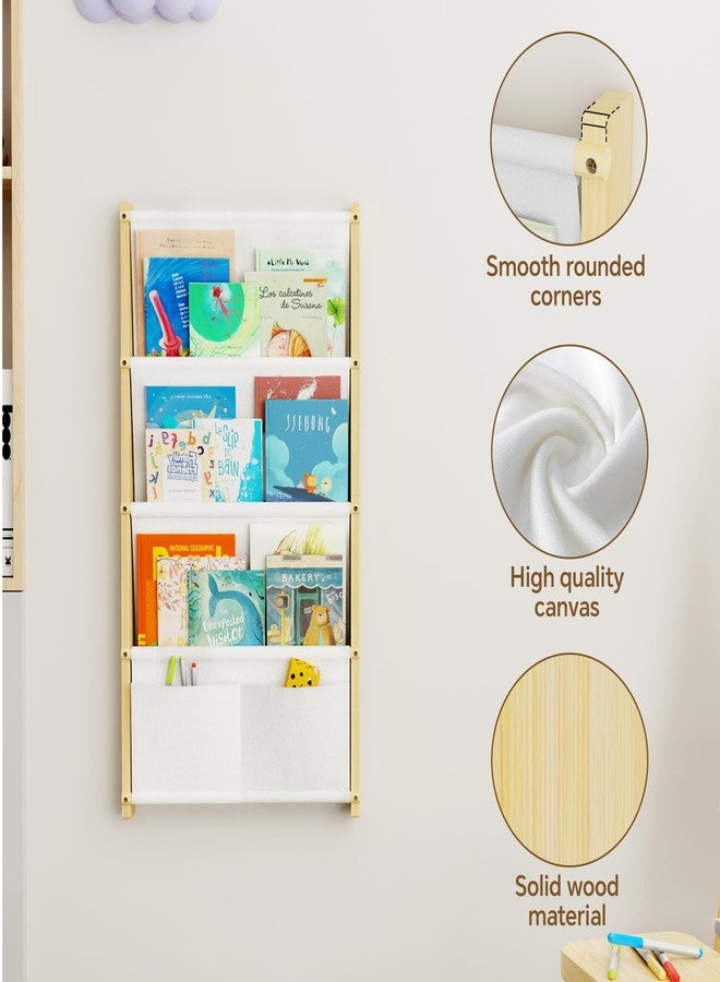 BPMFDTNL Wood 4-Tier Wall Mounted Kids Bookshelf – Floating Book Shelf For Kids Rooms,Nursery & Classroom, Hanging Bookcase Organizer For Books, Toddler Book Shelf, Montessori Bookshelf, Nursery Shelves - Image 3