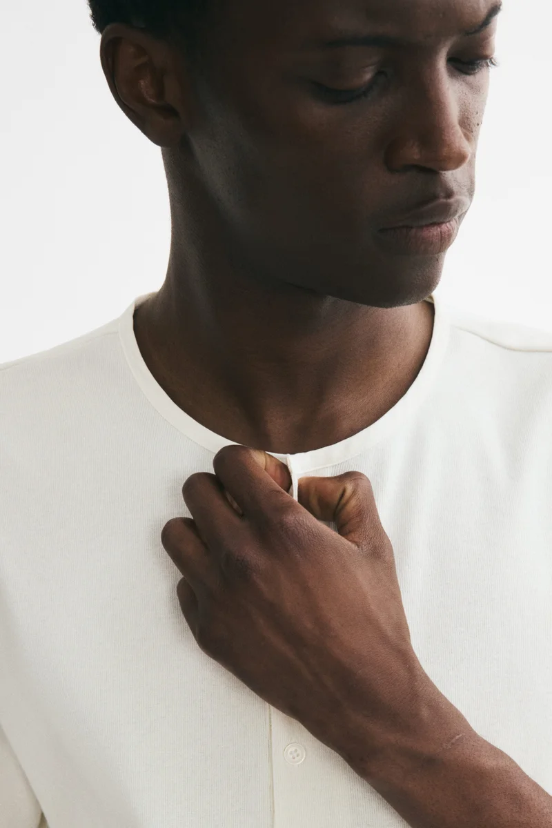 H&M  Relaxed Fit Henley Top for Men | Best Price UAE