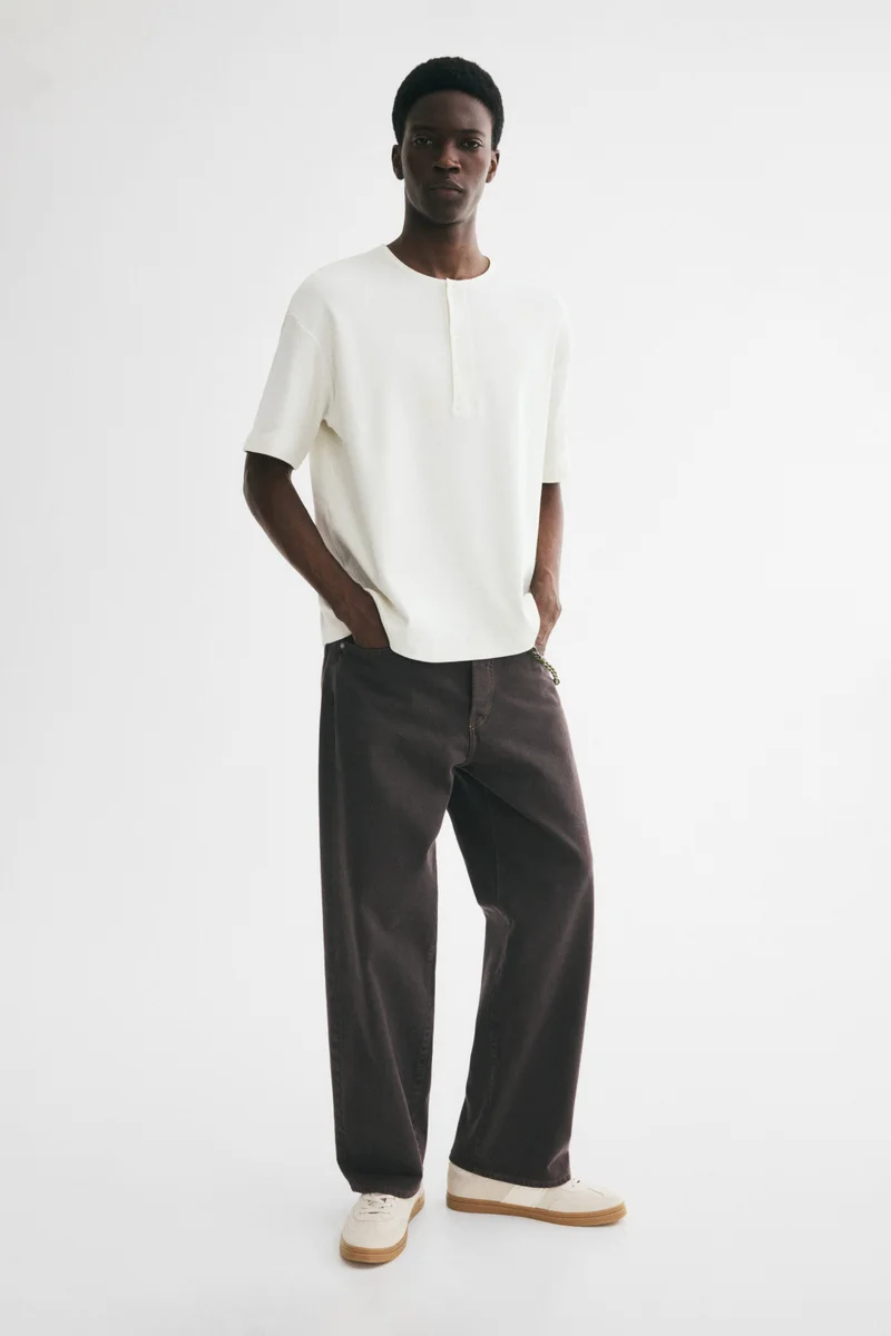 H&M  Relaxed Fit Henley Top for Men | Best Price UAE